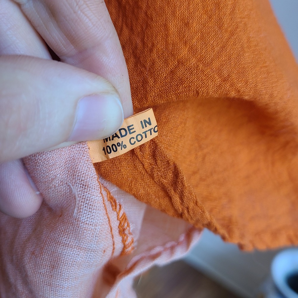Unbranded 100% Cotton Large Orange Sleeveless Midi Boho Flowy Dress Festival L - Picture 6 of 9